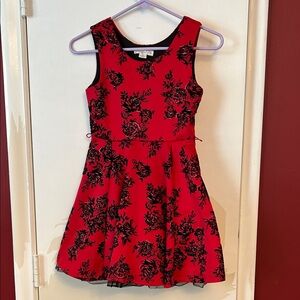 Knitworks Red and Black Floral Kids Dress